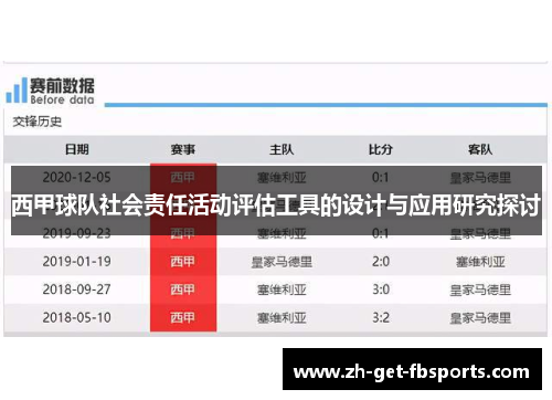 西甲球队社会责任活动评估工具的设计与应用研究探讨